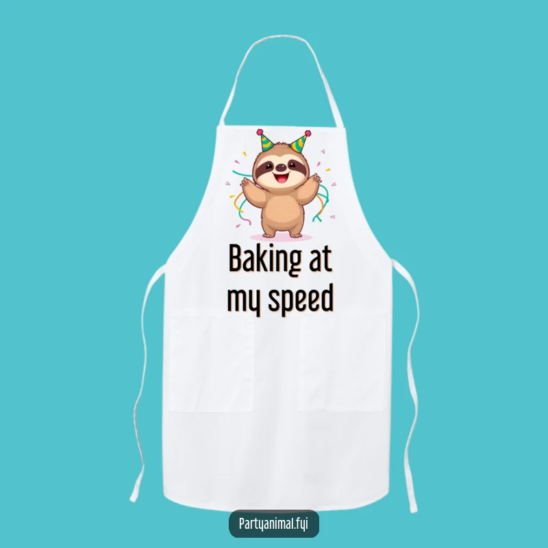 Funny Sloth Apron: Party Streamer Slow Shimmy Chef Gift
