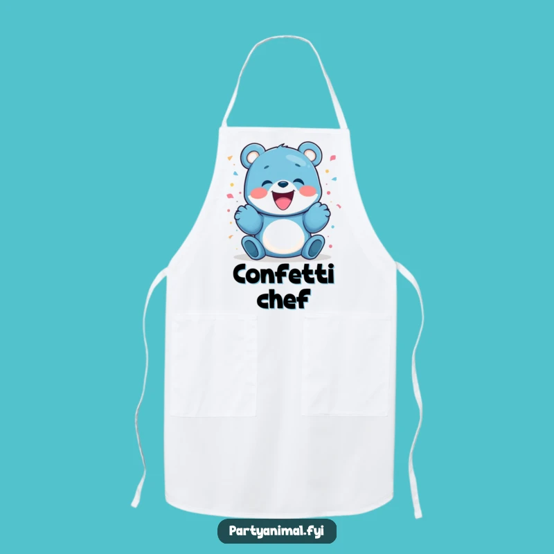 Funny Blue Bear Confetti Apron - Baking & Party Humor Gift
