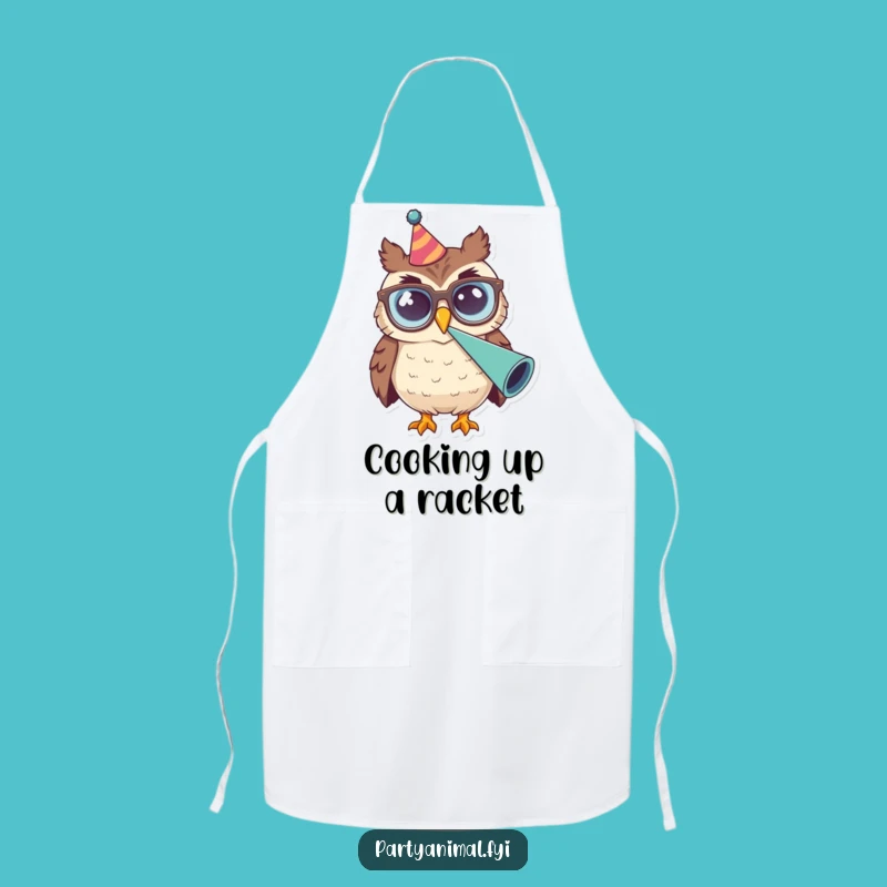 Funny Owl Glasses Party Horn Apron: Kitchen Celebration Wear, Excellent Funny Gift!