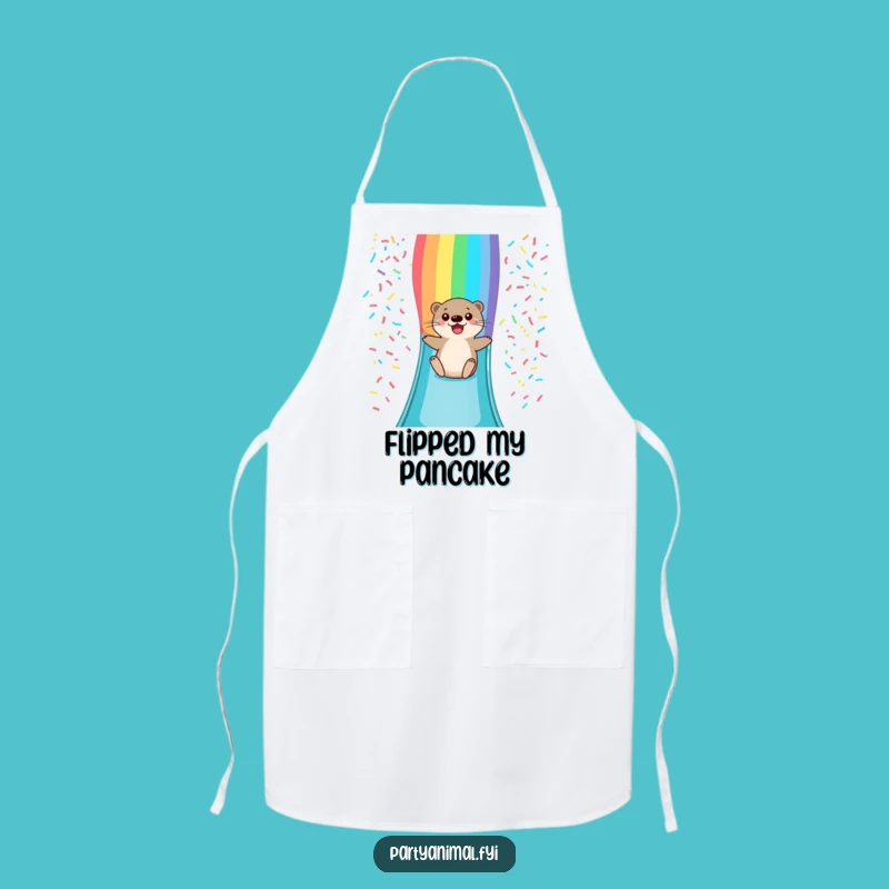 Funny Otter Rainbow Slide Apron: Cook Up Smiles in Style