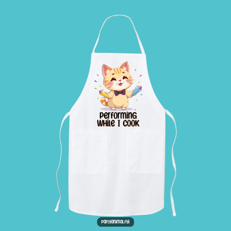 Funny Cat Bow Tie Apron - Hilarious Confetti Juggling Chef Gift