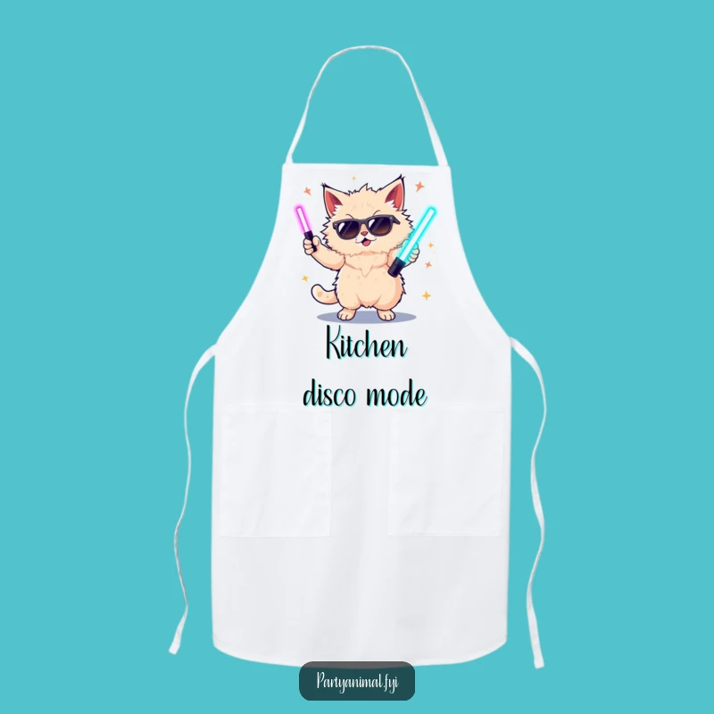 Funny Cat Dancing Apron: Protect Your Kitchen in Glow Stick Party Style, Gift