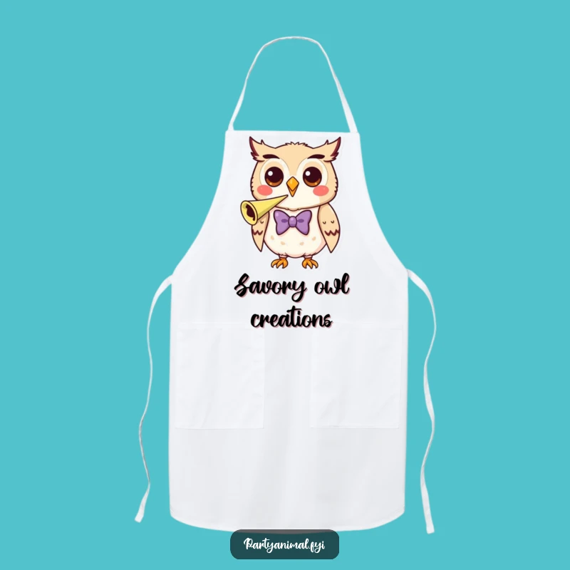 Funny Owl Party Apron - Bow Tie Kitchen Wear, Scholarly Funny Gift