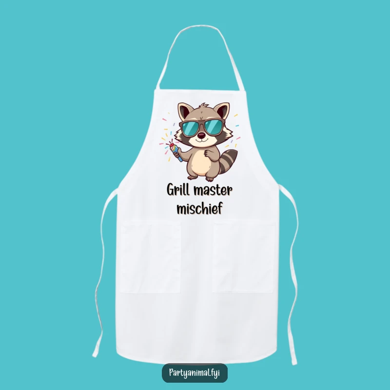 Funny Raccoon Apron: Party Chef Wear, Cool Sunglasses Kitchen Accessory