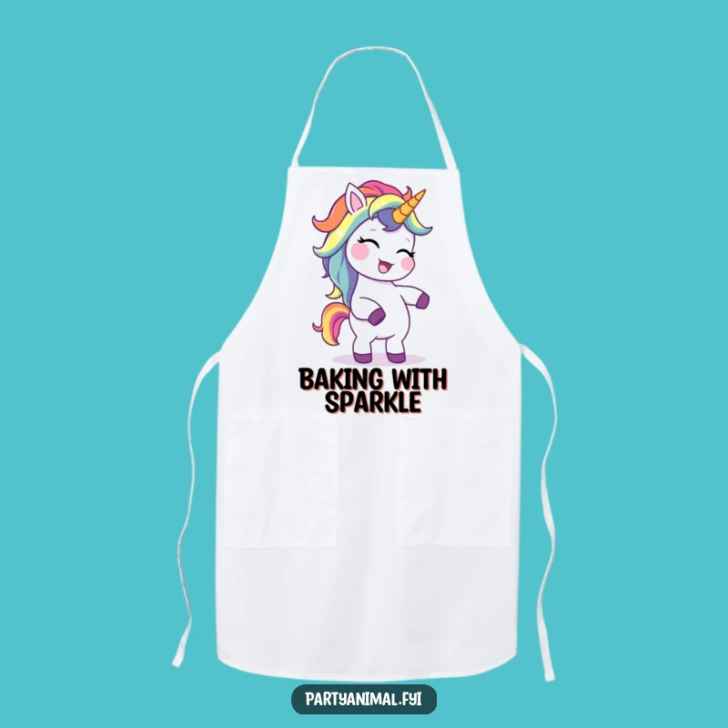 Funny Unicorn Apron: Giggling Rainbow Mane Chef with a Silly Dance
