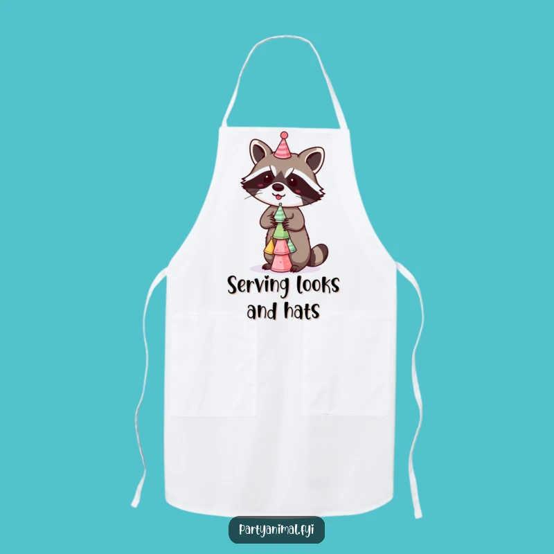 Funny Raccoon Apron: Party Hat Stacker - Kitchen Bandit Gift!