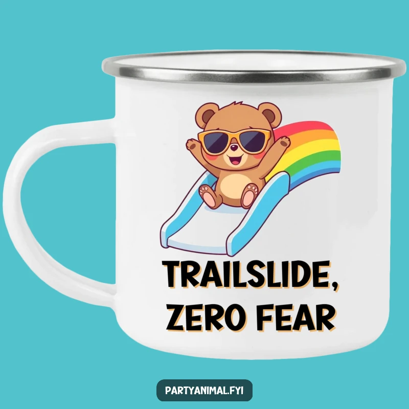 Funny Bear Sunglasses Camping Mug - Cool Rainbow Slide Adventure Gift