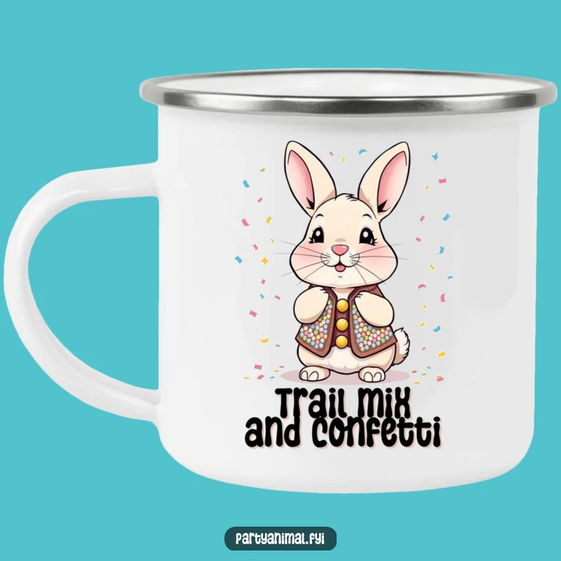 Funny Rabbit Camping Mug: Sequined Confetti Blower - Outdoor Gift!