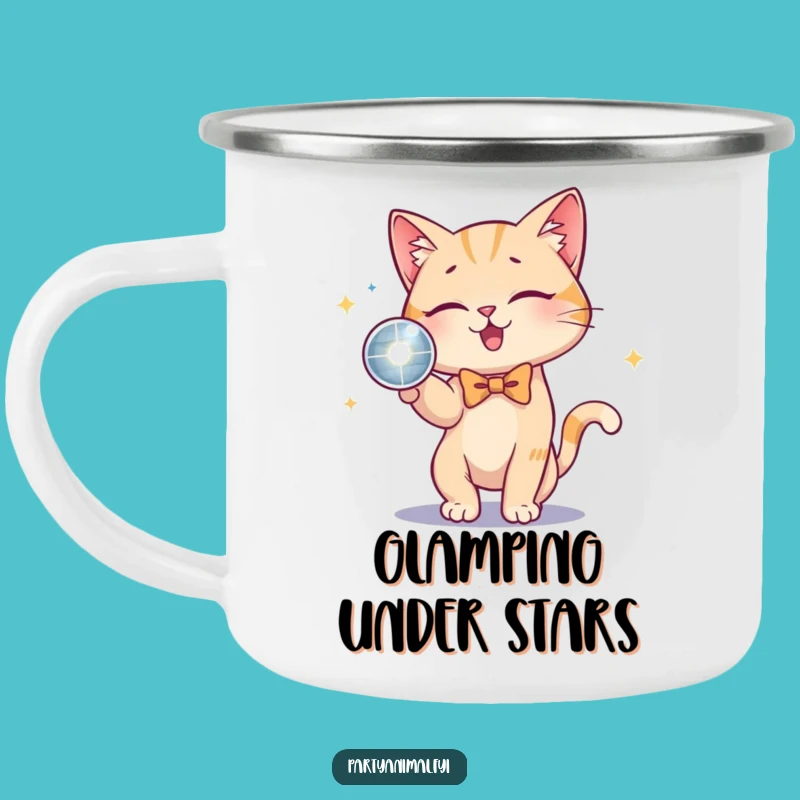 Funny Cat Bow Tie Disco Ball Camping Mug: Durable & Stylish Drinkware, Great Funny Gift!
