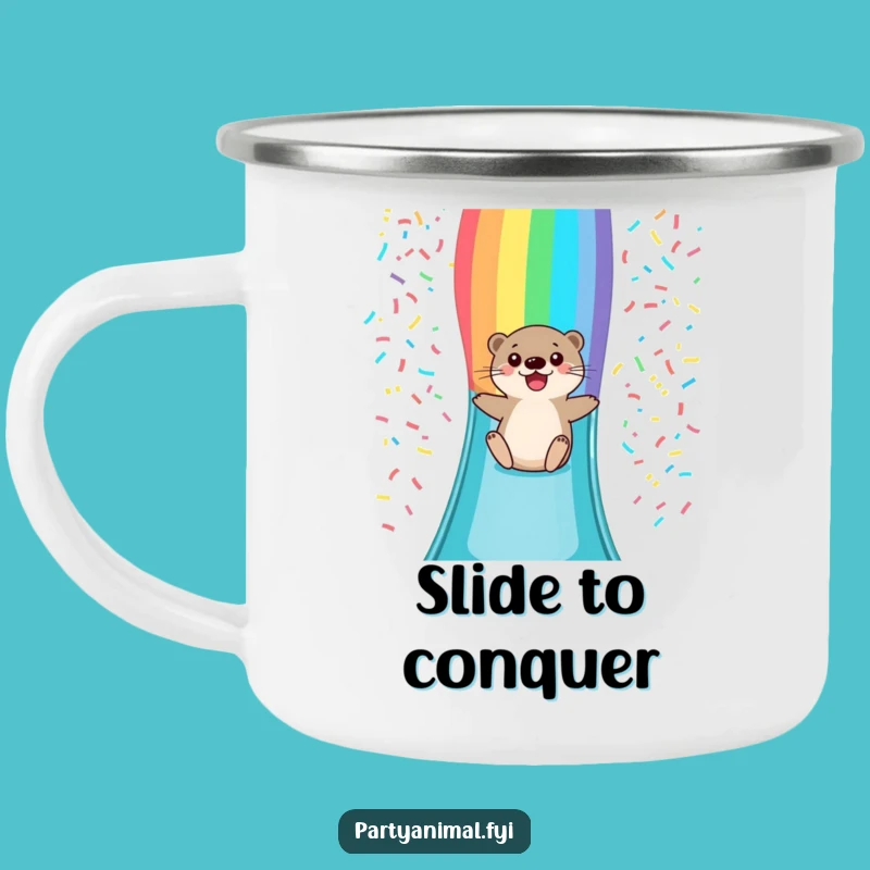 Funny Otter Rainbow Slide Camping Mug: Adventure with a Smile