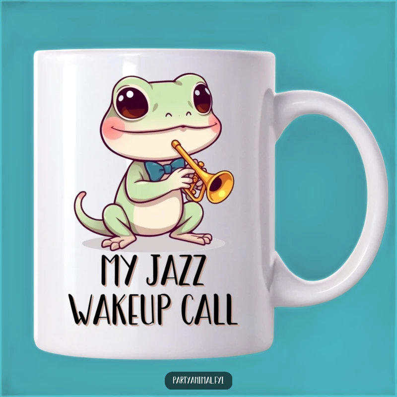 Funny Gecko Jazz Mug: A Dapper Musician for Your Morning Brew