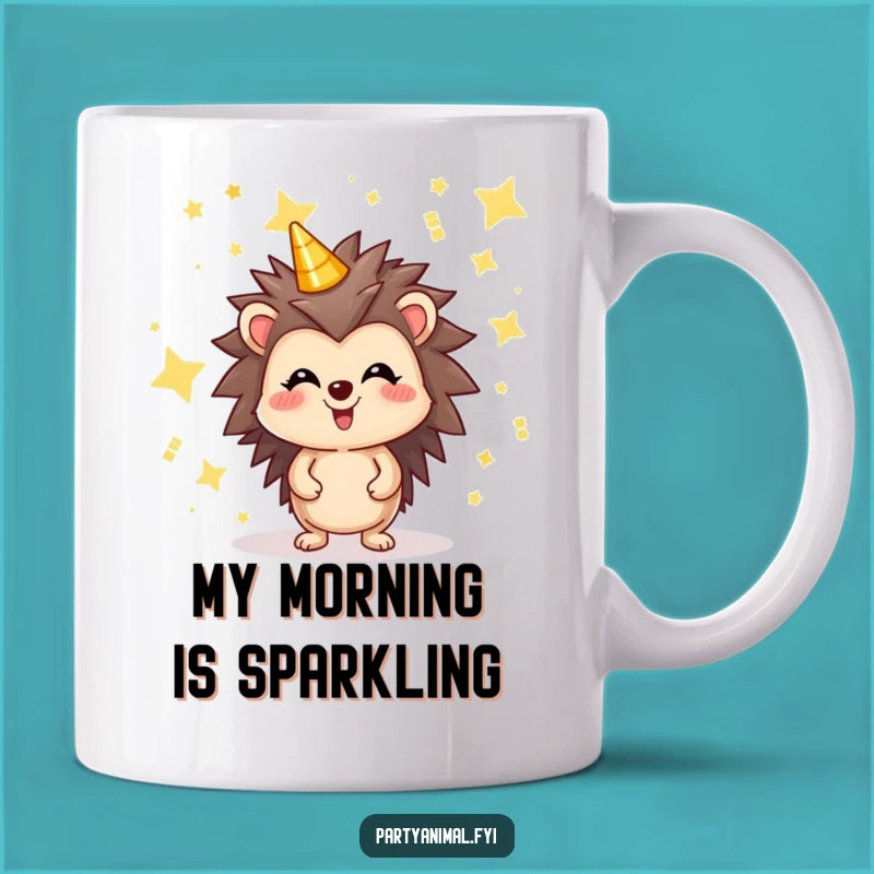 Funny Hedgehog Stars Mug: Joyful Celebration and Hilarious Gift