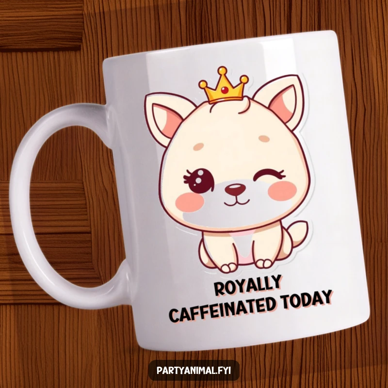 Funny animal character winking charmingly while wearing a small, elegant crown, exuding playful confidence.