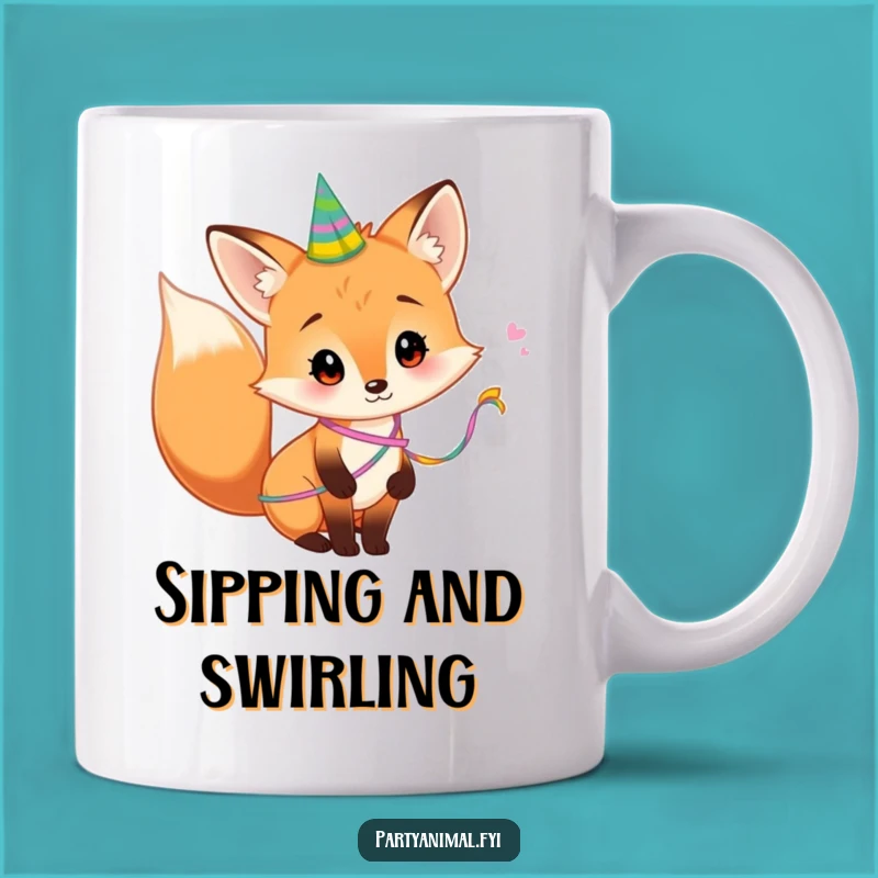Funny Fox Mug: Party Tail Surprise - Whimsical Woodland Gift!
