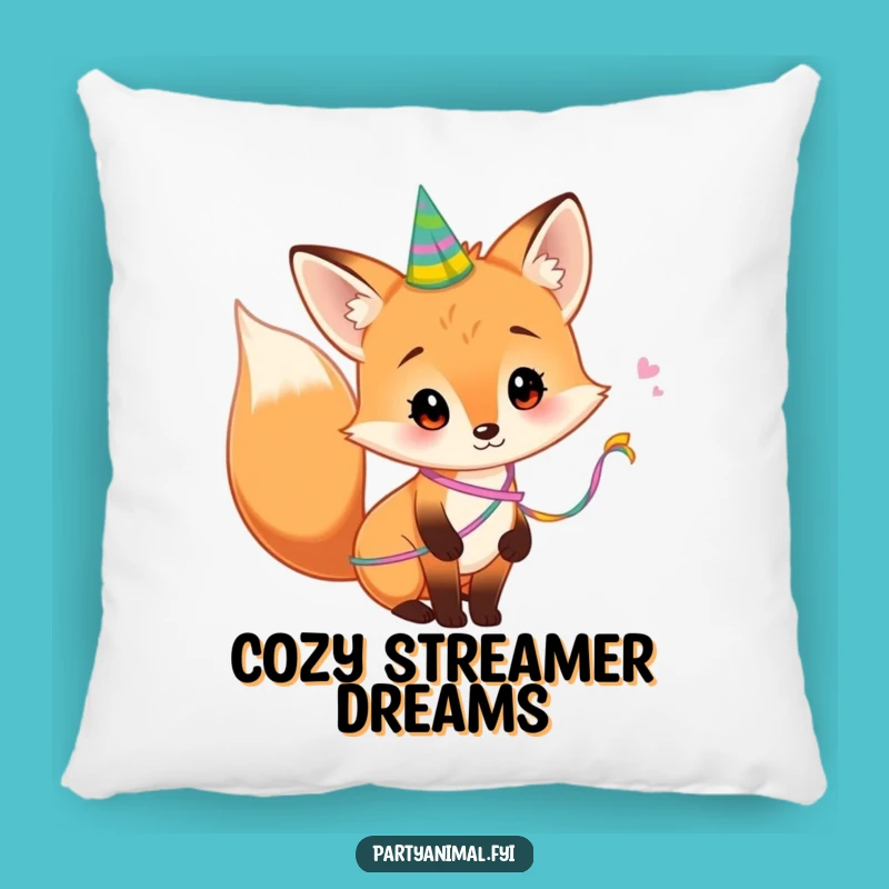 Funny Fox Pillow: Cozy Party Streamer Tail - Comfort Gift!