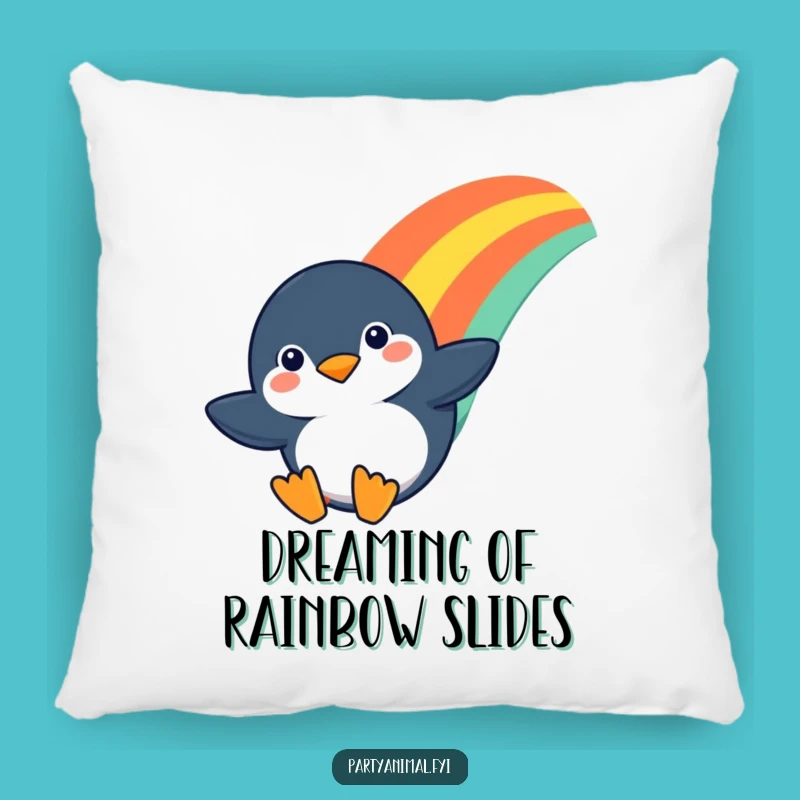 Funny Penguin Rainbow Slide Pillow - Comfy & Inspirational Decor