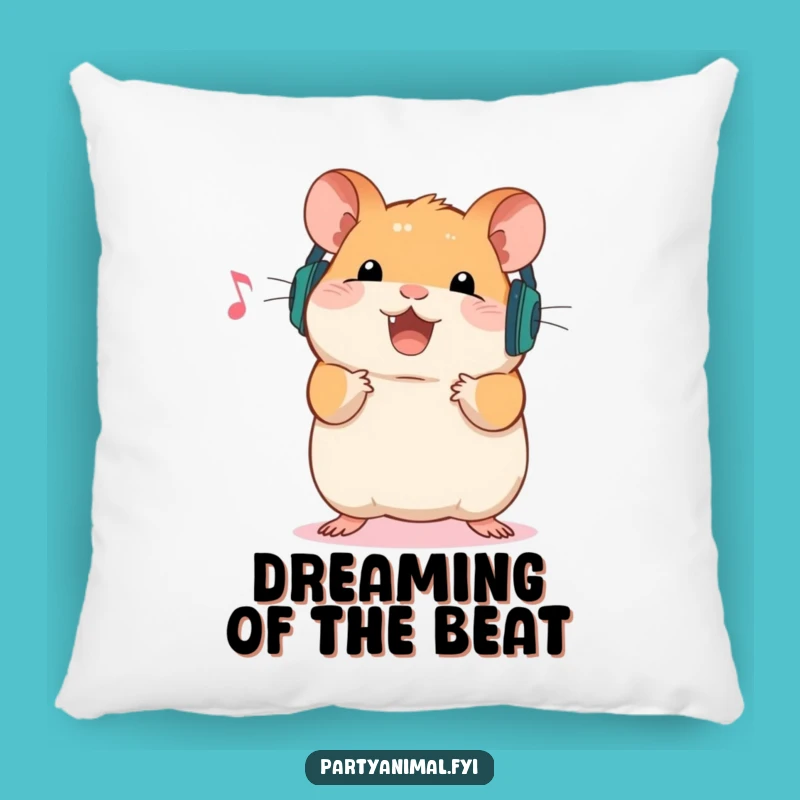 Funny Hamster Pillow: Cozy DJ Headphones - Comforting Music Gift!