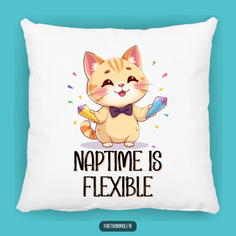 Funny Cat Juggling Confetti Pillow - Comfy & Hilarious Accent Pillow Gift