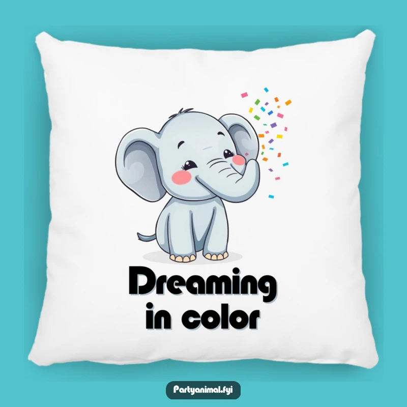 Funny Elephant Confetti Pillow - Cozy & Cheerful Party Accent Pillow