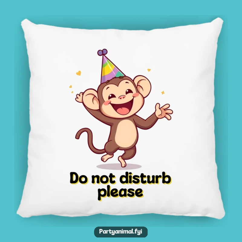 Funny Monkey Pillow: Jubilant Dancing Party Hat Comfort Gift