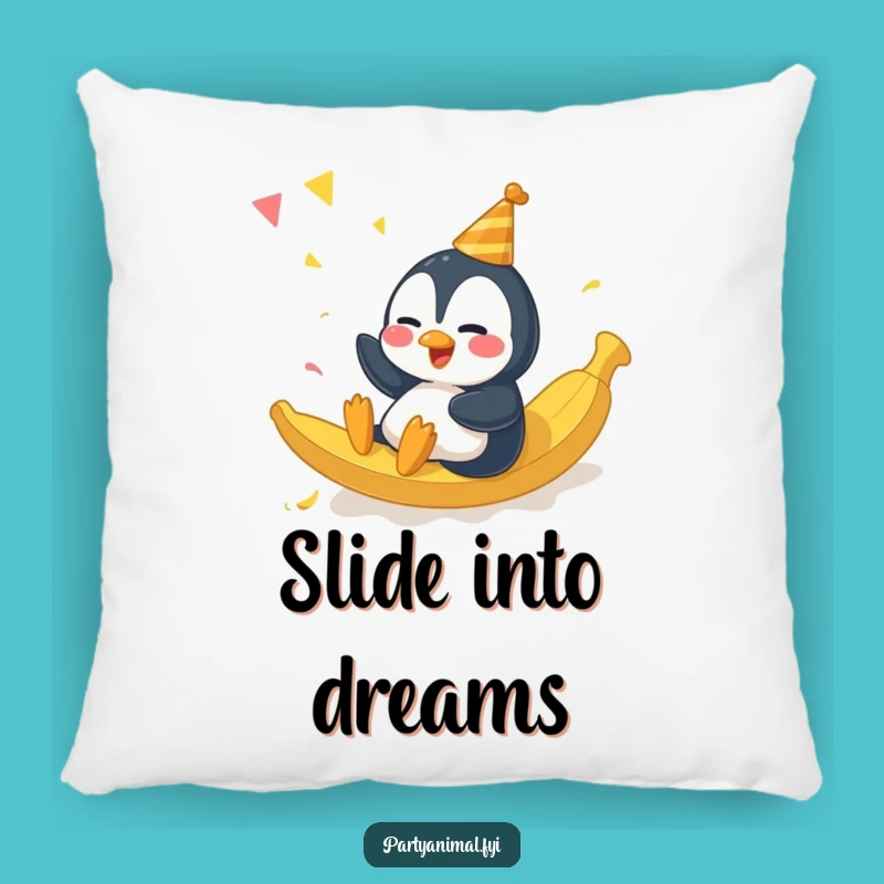 Funny Penguin Party Pillow - Cozy & Humorous Slide Accent