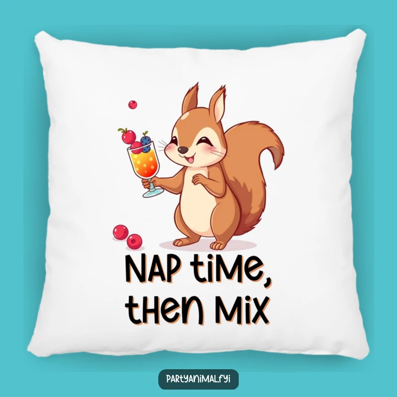 Funny Squirrel Cocktail Pillow: Cozy Berry Juggling Cushion, Hilarious Accent Gift