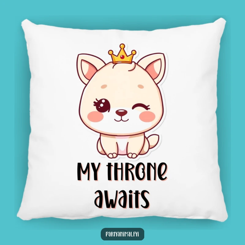 Funny Winking Animal Crown Pillow - Cozy Comfort with Royal Flair