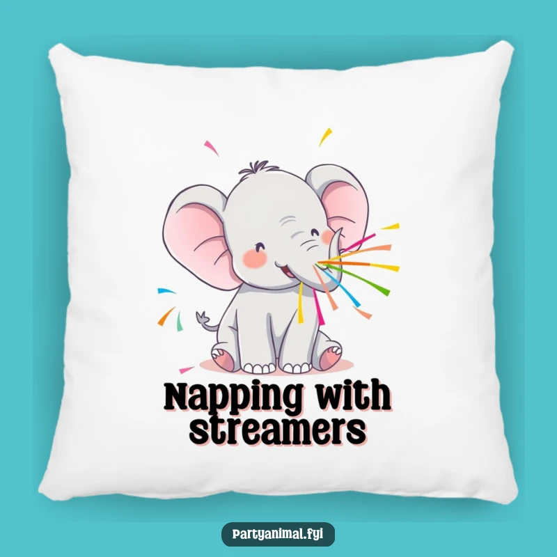 Funny Kawaii Elephant Streamer Pillow: Cozy Up with Celebration!