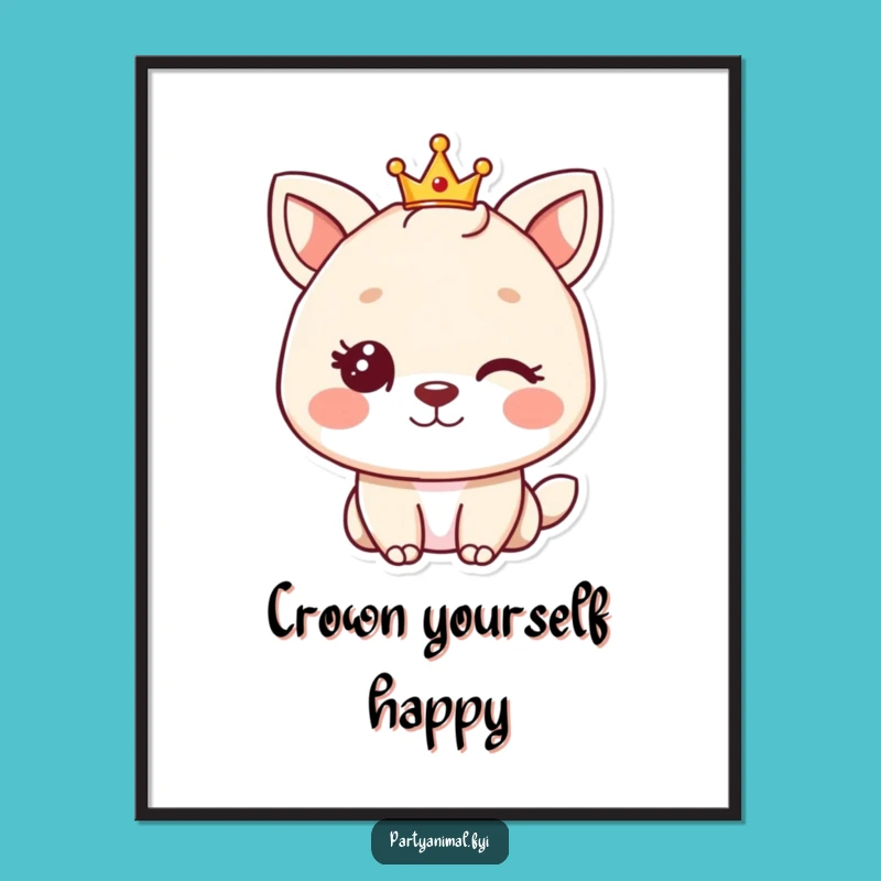 Funny Winking Animal Crown Digital Print - Instant Regal Wall Art!