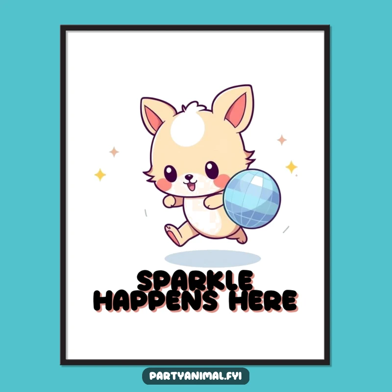 Funny Animal Disco Ball Digital Print - Instant Joyful Wall Art!