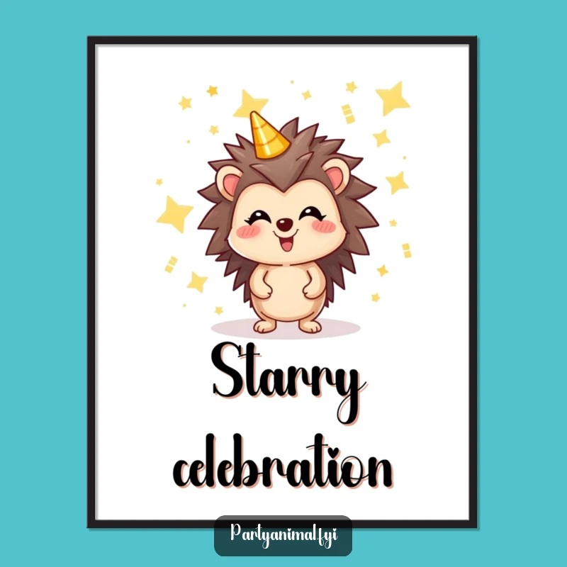 Funny Hedgehog Stars Digital Print: Instant Joy for Your Walls