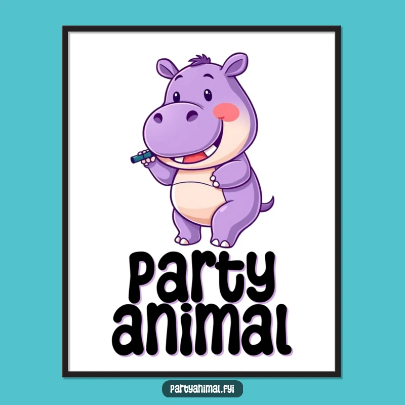 Funny Hippo Digital Print: Celebration Art, Joyful Vibes, Wonderful Funny Gift