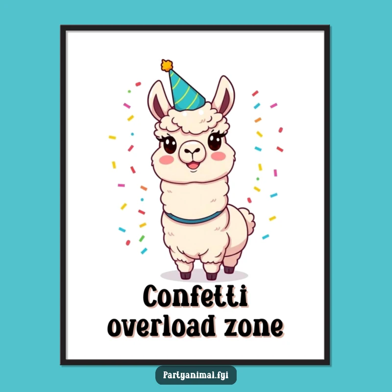 Funny Llama Party Digital Print: Instant Joy with Juggling Confetti Llama