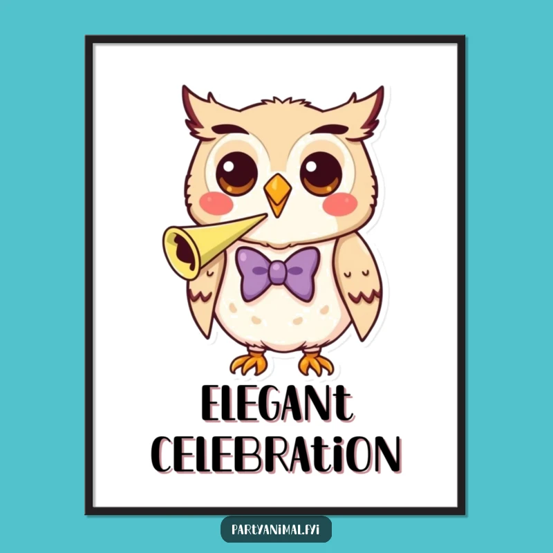 Funny Owl Digital Art - Bow Tie Horn Decor, Instant Funny Gift