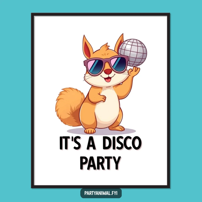 Funny Squirrel Disco Digital Print: Instant Party for Your Space