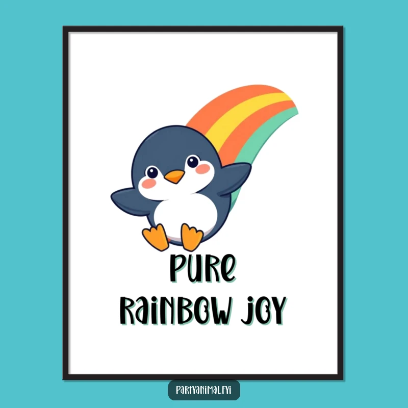 Funny Penguin Rainbow Slide Digital Art - Instant Adventure Vibe Download