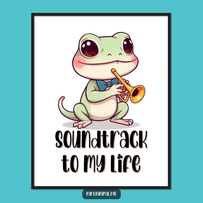 Funny Gecko Jazz Digital Art Print: Instant Smooth Sounds for Your Walls