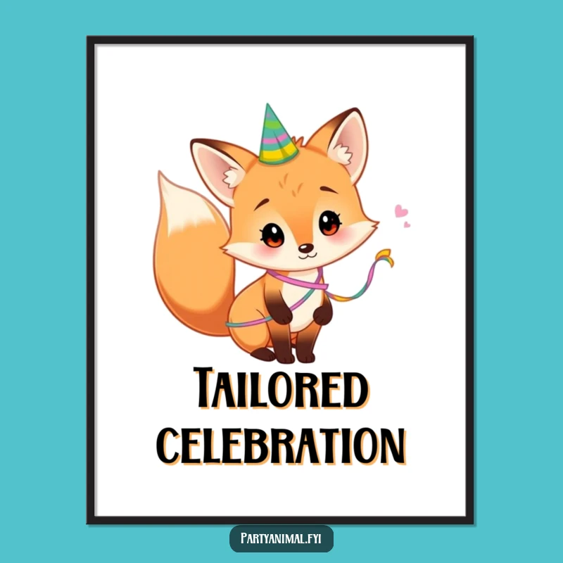 Funny Fox Digital Art: Party Streamer Tail - Instant Woodland Charm Gift!