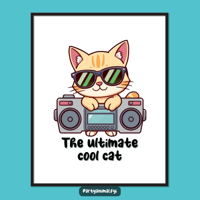 Funny Cool Cat Boombox Digital Art - Instant Hip Hop Vibe Download