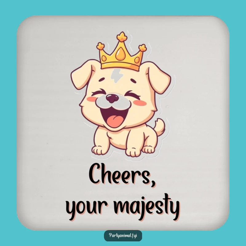 Funny Puppy Crown Coaster Set: Protect Your Table with Royal Humor