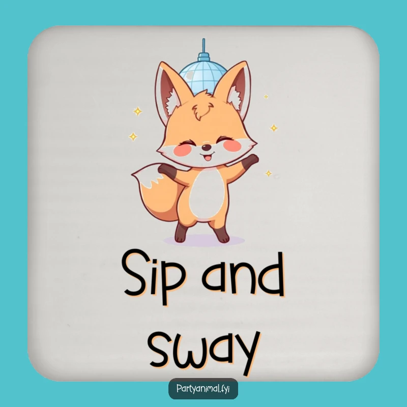 Funny Fox Disco Coaster Set: Protect Surfaces with Party Humor, Gift