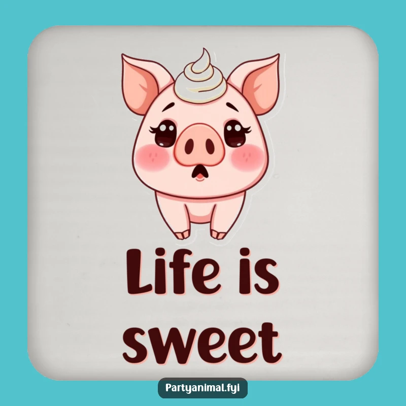 Funny Pig Frosting Coaster - Protect Surfaces with Humorous Charm