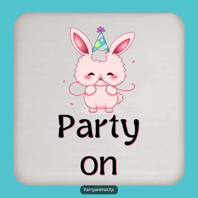 Funny Pink Bunny Party Coaster - Tabletop Celebration Charm Gift