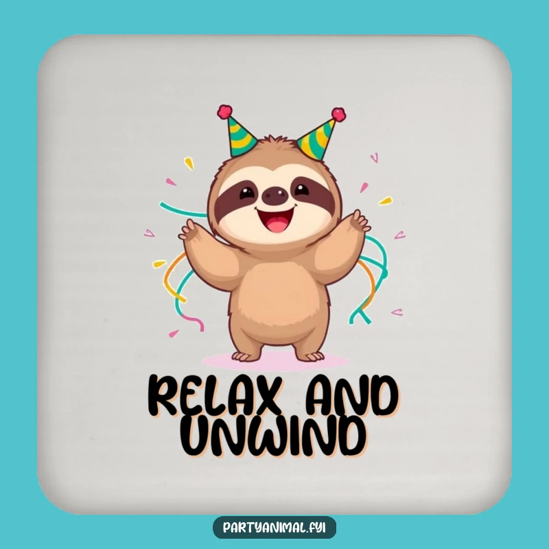 Funny Sloth Coaster: Party Streamer Slow Shimmy Gift