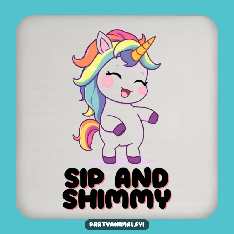 Funny Unicorn Coaster: Giggling Rainbow Mane Character's Silly Dance Protection