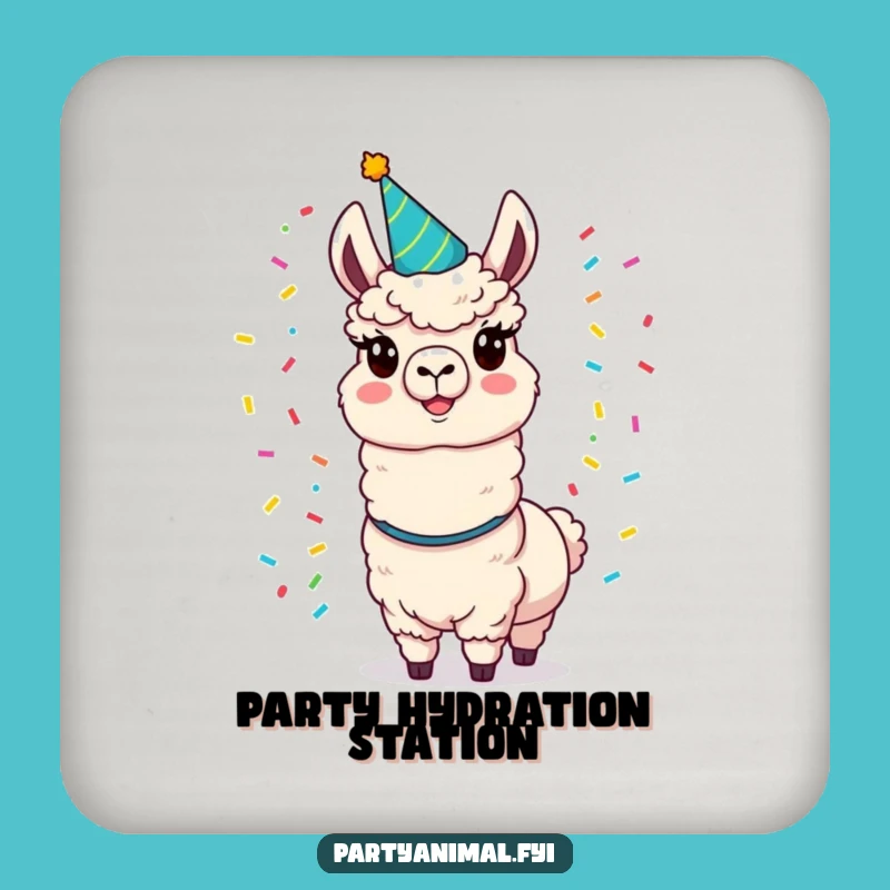 Funny Llama Party Coaster: Protect Surfaces with Juggling Confetti Llama Fun