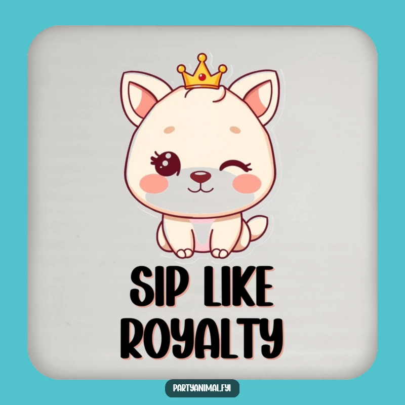 Funny Winking Animal Crown Coaster - Protect Surfaces with Regal Charm!