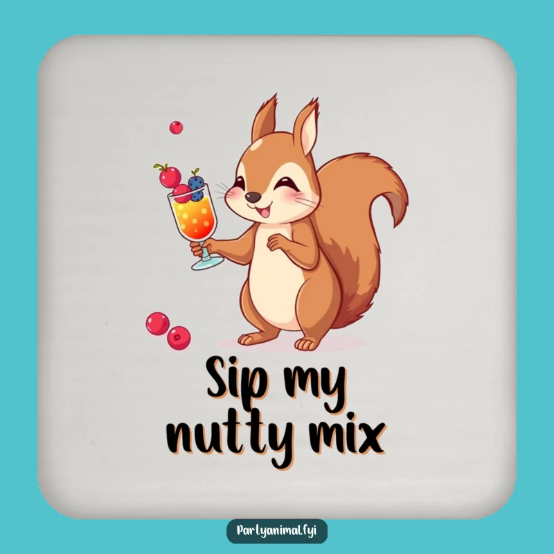 Funny Squirrel Cocktail Coasters: Berry Juggling Table Protection, Hilarious Gift Set