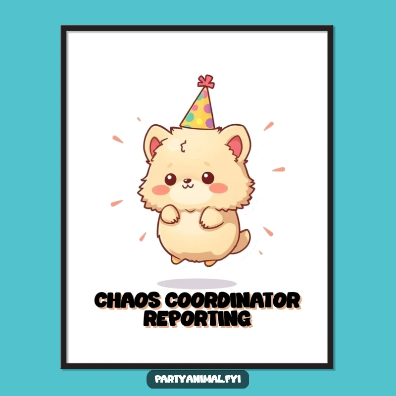 Funny Fluffy Party Animal Poster: Adorn Your Wall with this Hilarious Spinning Character!