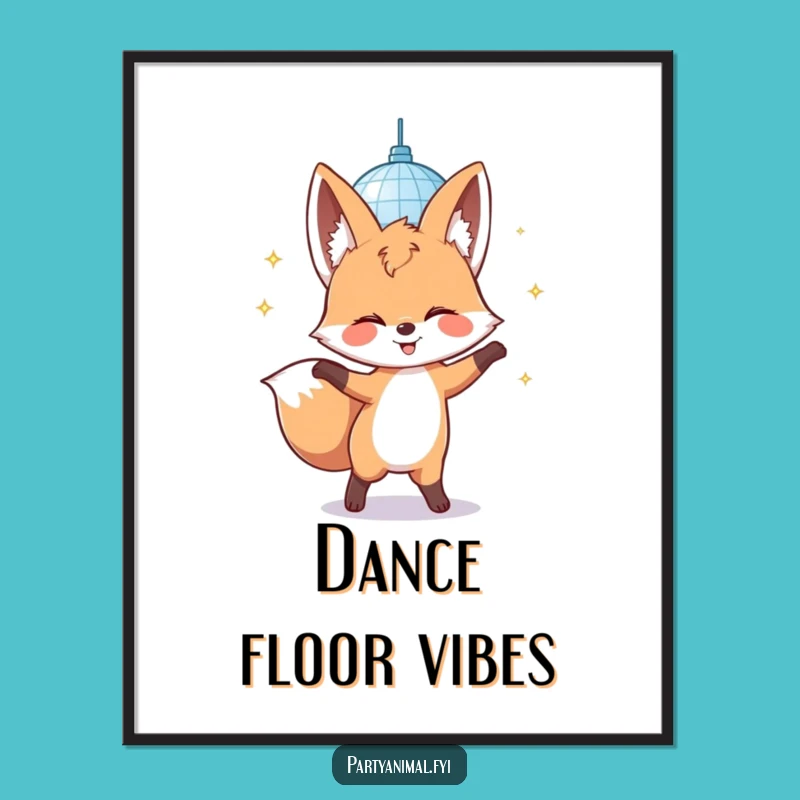 Funny Fox Disco Poster: Groovy Decor and Hilarious Gift Idea
